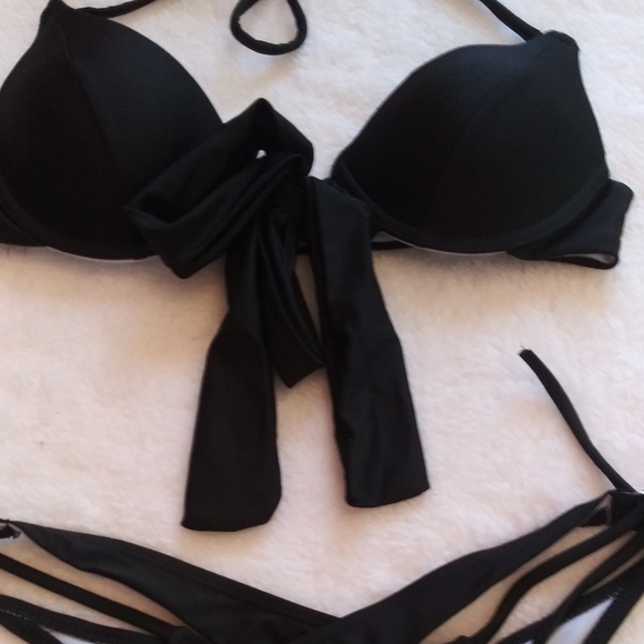 Other - Black strappy tie bikini size small